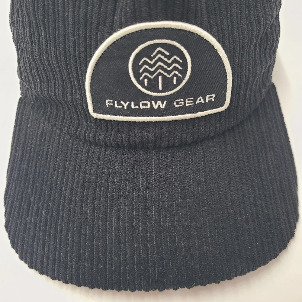 Flylow Gear Hat Strapback Black White Corduroy Patch Logo Ski Outdoors Snow Men